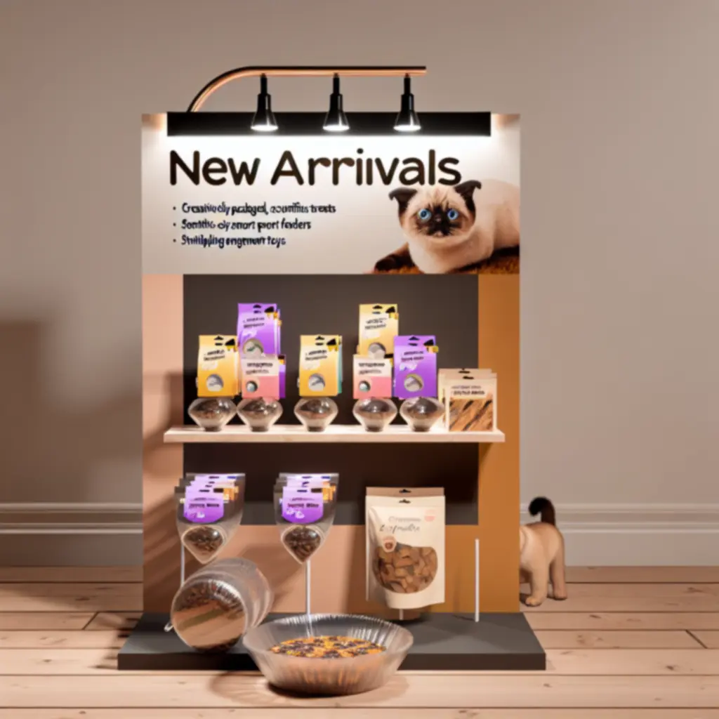 Újonnan érkezett kisállat termékek modern polcokon